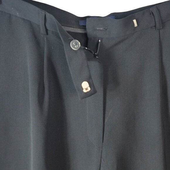 Venezia Taper Dress Pants Black Size 14 Button Zip Pockets Pleat Front Polyester - Picture 5 of 8